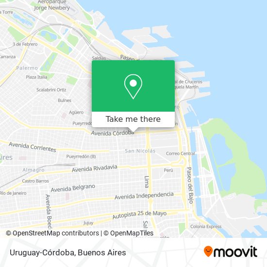 Uruguay-Córdoba map