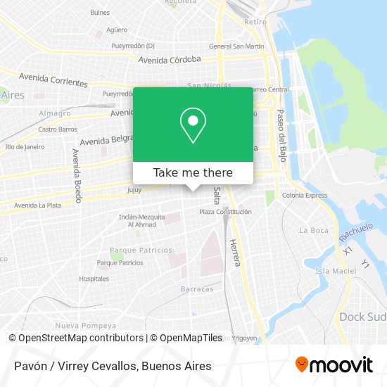 Pavón / Virrey Cevallos map