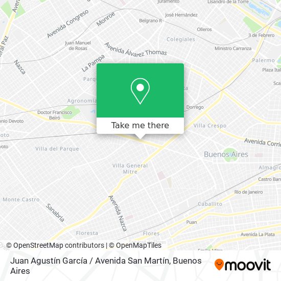 Mapa de Juan Agustín García / Avenida San Martín