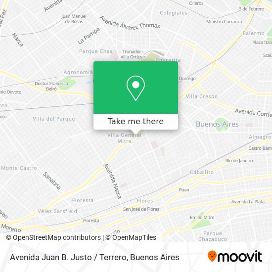 Avenida Juan B. Justo / Terrero map