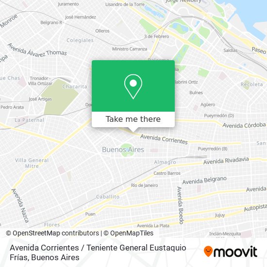 Mapa de Avenida Corrientes / Teniente General Eustaquio Frías