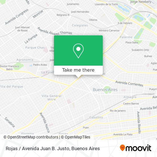 Mapa de Rojas / Avenida Juan B. Justo