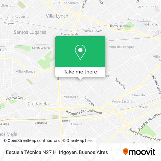 Escuela Técnica N27 H. Irigoyen map