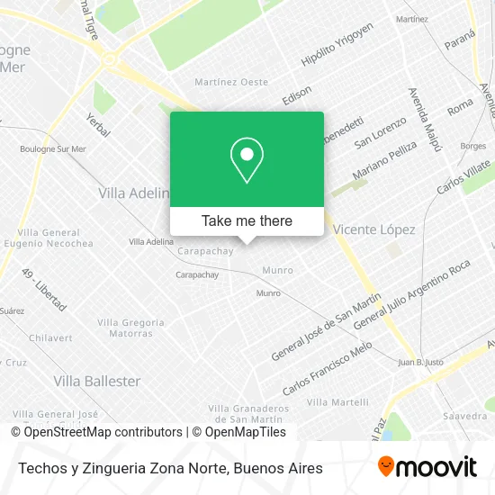 Mapa de Techos y Zingueria Zona Norte