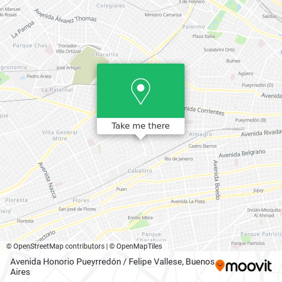 Mapa de Avenida Honorio Pueyrredón / Felipe Vallese