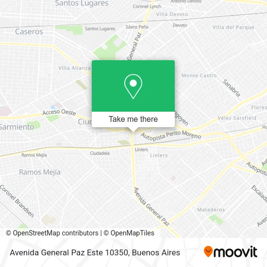 Avenida General Paz Este 10350 map