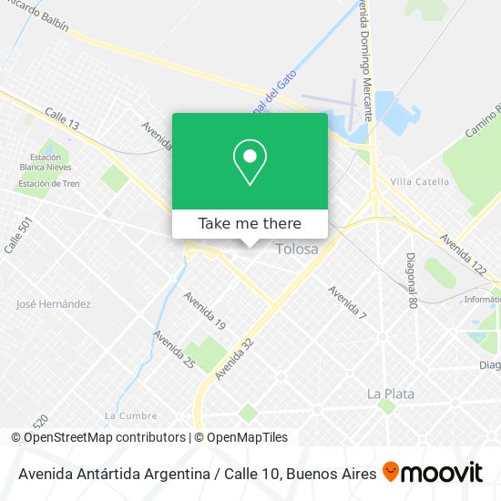 Mapa de Avenida Antártida Argentina / Calle 10