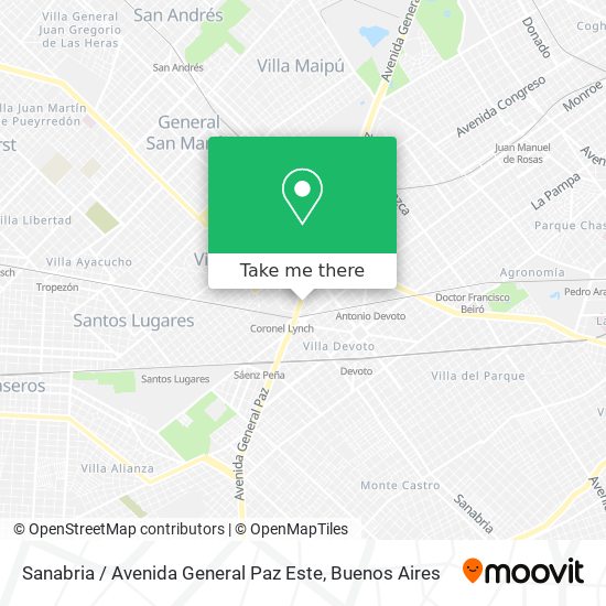 Sanabria / Avenida General Paz Este map