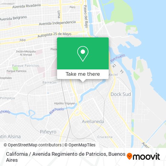 Mapa de California / Avenida Regimiento de Patricios