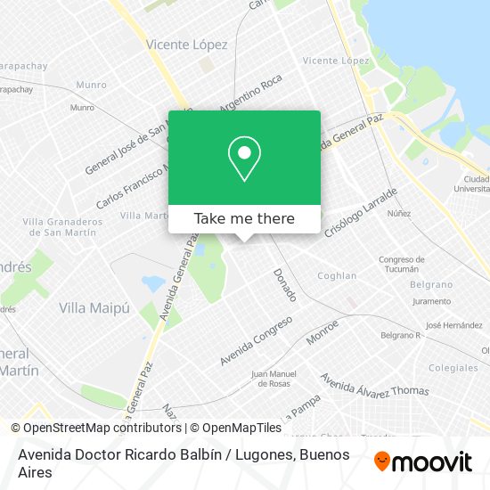 Avenida Doctor Ricardo Balbín / Lugones map