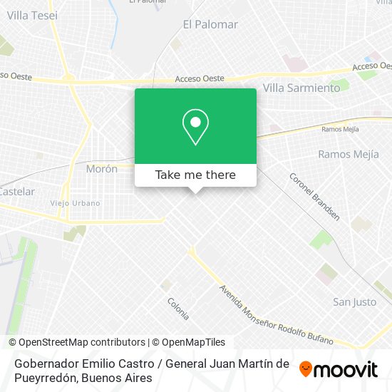 Gobernador Emilio Castro / General Juan Martín de Pueyrredón map