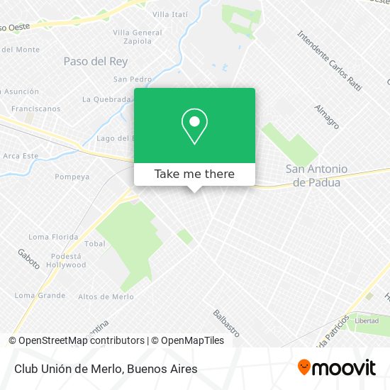 How to get to Club Unión de Merlo by Colectivo or Train?