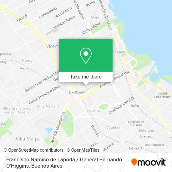 Francisco Narciso de Laprida / General Bernando O'Higgins map