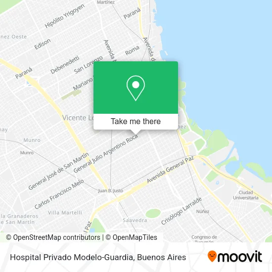 Mapa de Hospital Privado Modelo-Guardia
