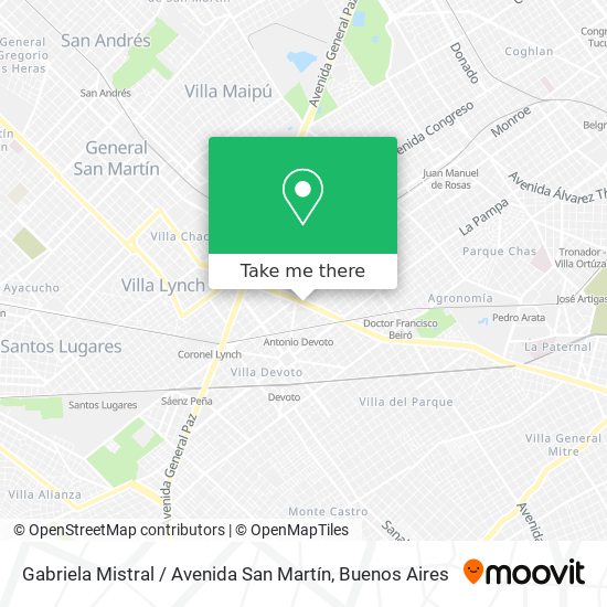 Gabriela Mistral / Avenida San Martín map