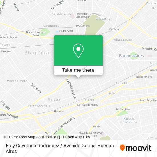 Mapa de Fray Cayetano Rodríguez / Avenida Gaona