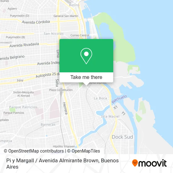 Mapa de Pi y Margall / Avenida Almirante Brown