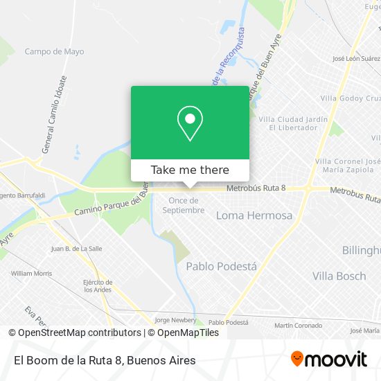 Mapa de El Boom de la Ruta 8