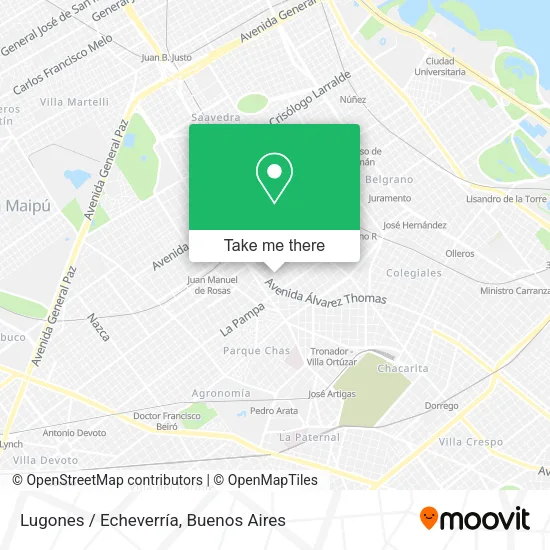 Lugones / Echeverría map
