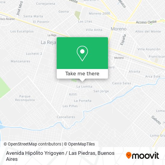 Avenida Hipólito Yrigoyen / Las Piedras map