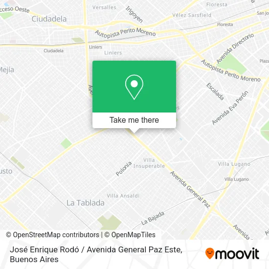 Mapa de José Enrique Rodó / Avenida General Paz Este