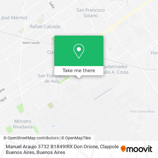 Mapa de Manuel Araujo 3732 B1849IRX Don Orione, Claypole Buenos Aires