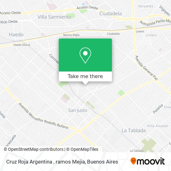Mapa de Cruz Roja Argentina , ramos Mejia