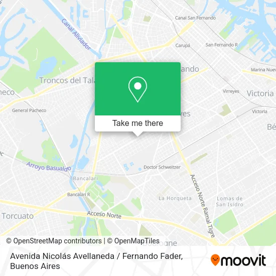 Avenida Nicolás Avellaneda / Fernando Fader map