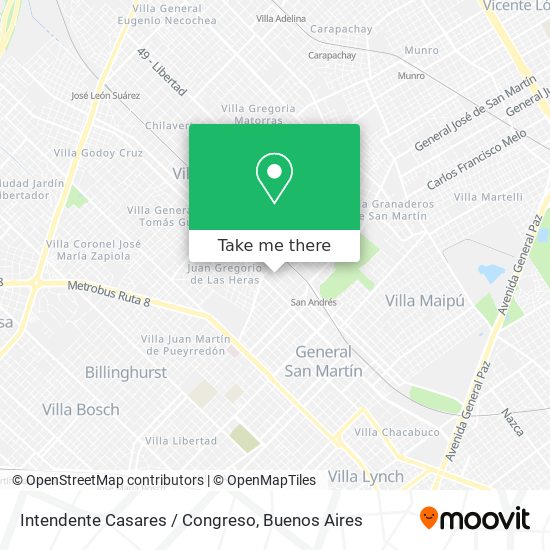 Intendente Casares / Congreso map
