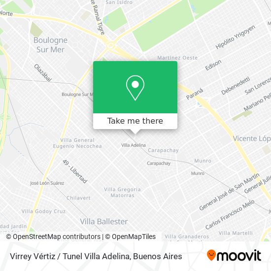 Mapa de Virrey Vértiz / Tunel Villa Adelina