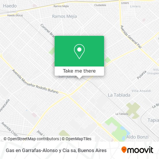 Mapa de Gas en Garrafas-Alonso y Cia sa