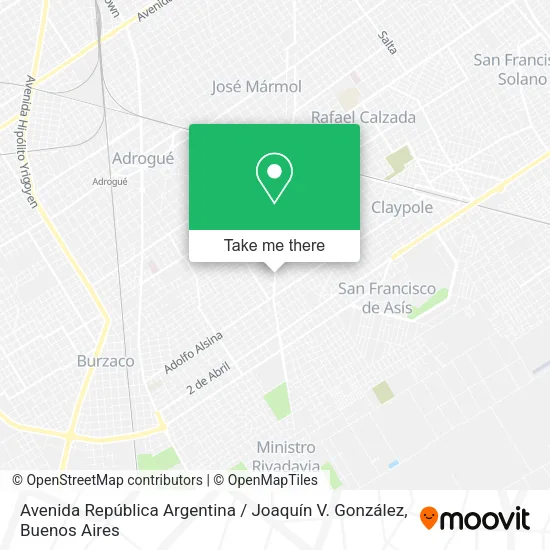 Mapa de Avenida República Argentina / Joaquín V. González
