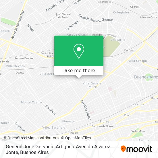 Mapa de General José Gervasio Artigas / Avenida Alvarez Jonte