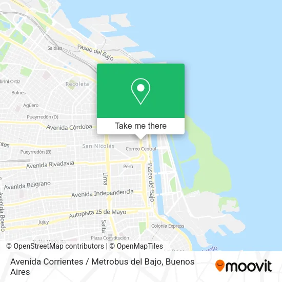 Avenida Corrientes / Metrobus del Bajo map