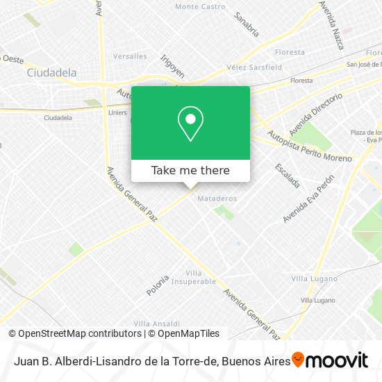 Juan B. Alberdi-Lisandro de la Torre-de map