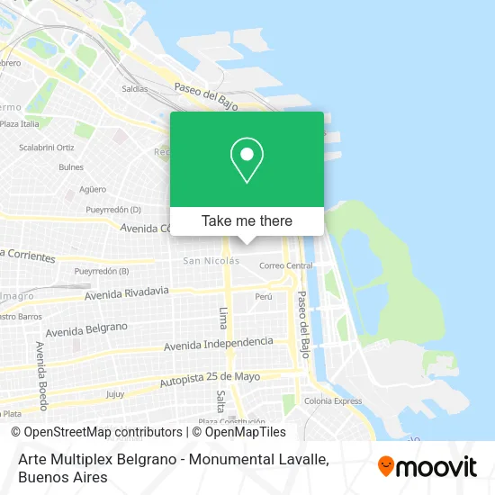 Mapa de Arte Multiplex Belgrano - Monumental Lavalle