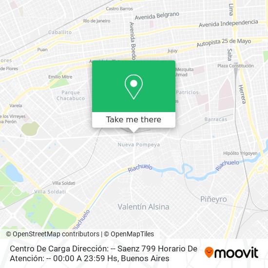 Centro De Carga   Dirección: -- Saenz 799    Horario De Atención: -- 00:00 A 23:59 Hs map