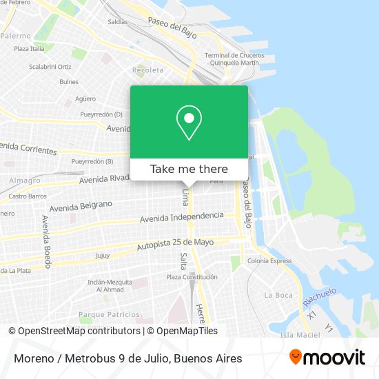 Moreno / Metrobus 9 de Julio map