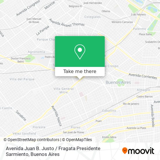 Avenida Juan B. Justo / Fragata Presidente Sarmiento map