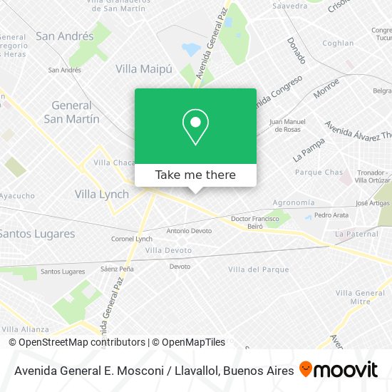 Avenida General E. Mosconi / Llavallol map