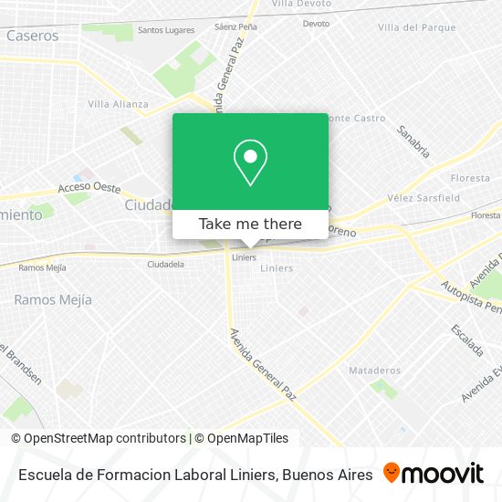 Mapa de Escuela de Formacion Laboral Liniers