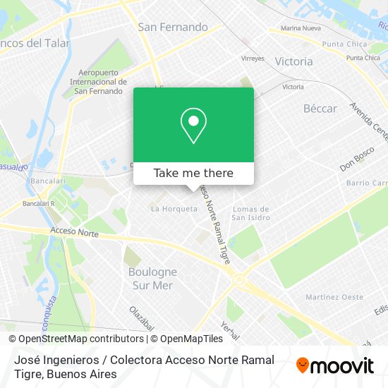 José Ingenieros / Colectora Acceso Norte Ramal Tigre map