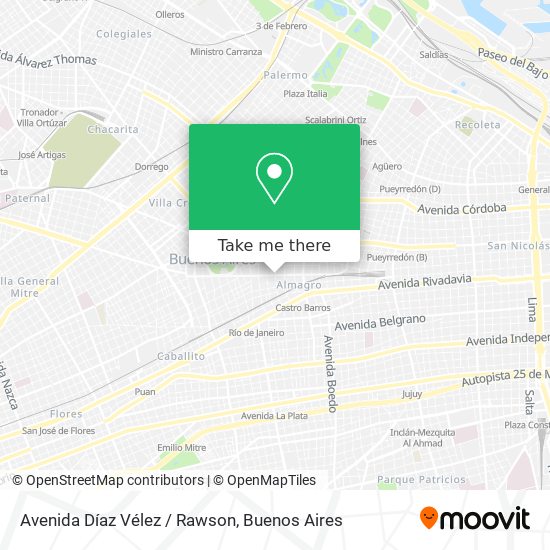 Avenida Díaz Vélez / Rawson map