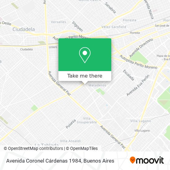 Mapa de Avenida Coronel Cárdenas 1984