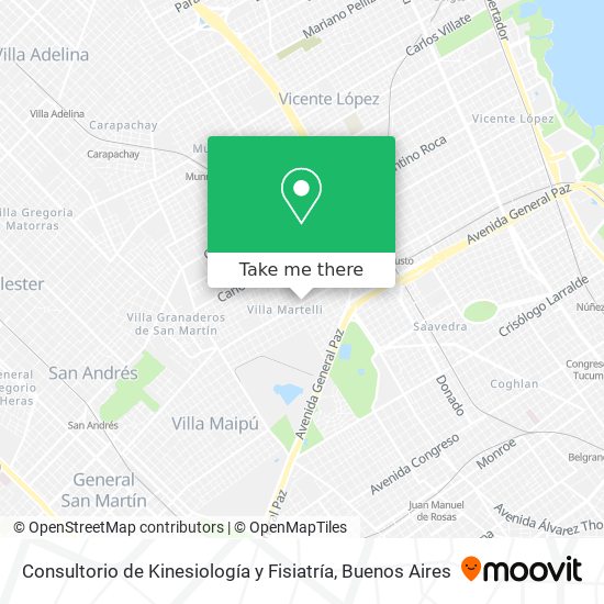 Mapa de Consultorio de Kinesiología y Fisiatría