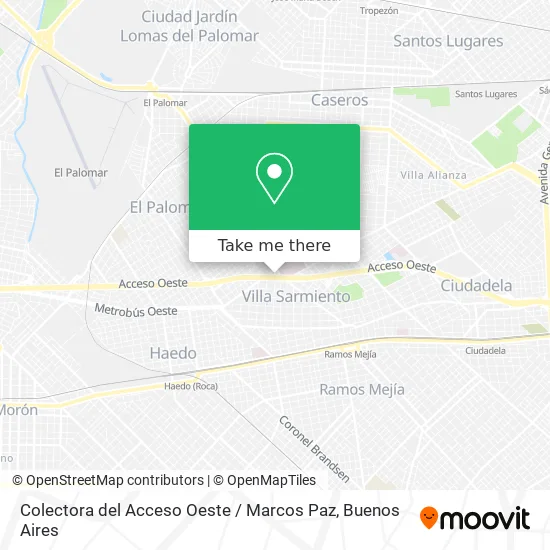 Mapa de Colectora del Acceso Oeste / Marcos Paz