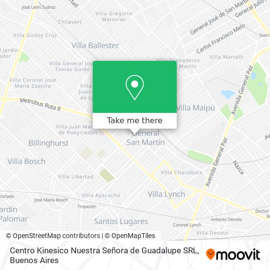 Mapa de Centro Kinesico Nuestra Señora de Guadalupe SRL