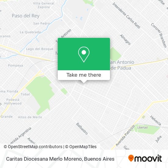 Mapa de Caritas Diocesana Merlo Moreno