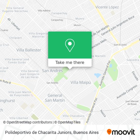 Mapa de Polideportivo de Chacarita Juniors
