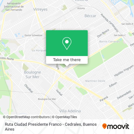 Ruta Ciudad Presidente Franco - Cedrales map
